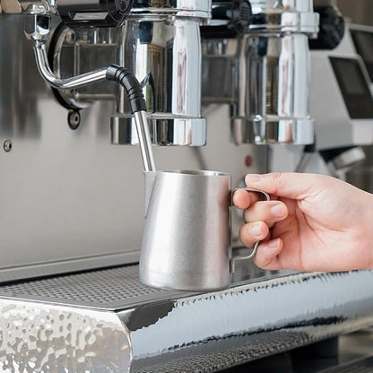 watchget Stainless Steel Milk Frothing Pitcher 12oz/350ml - Espresso Steaming Pitcher for Cappuccino, Latte Art, Coffee Machine Accessories Milk Jug Coffee Frother Cup, Matte Vintage