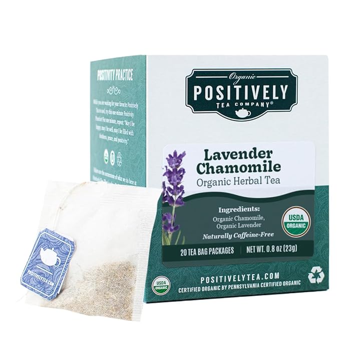 Organic Positively Tea Company, Lavender Chamomile, Herbal Tea Bags, 20 Count