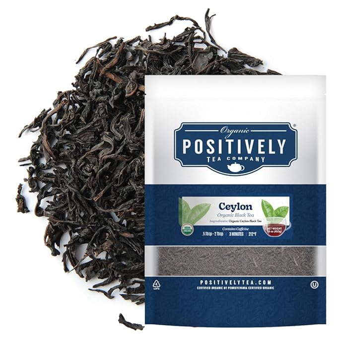 Organic Positively Tea Company, Ceylon Black Tea, Loose Leaf, 16 Ounce
