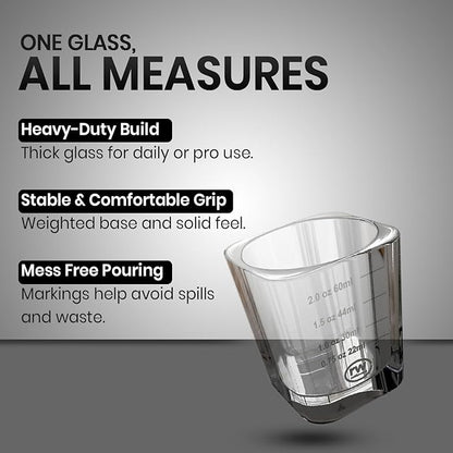 Rattleware 3 Oz Graduated Shot Glass Heavyweight Break-Resistant Glass with White Etched Measurements Oz ML tsp tbsp Durable Espresso Cocktail Measuring Glass for Bar Cart Home Bar Cafe Use