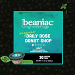 Load image into Gallery viewer, beaniac Organic Daily Dose Donut Shop, Light Roast, Single Serve Compostable K Cup Coffee Pods, Organic Arabica Coffee, Keurig Brewer Compatible, 30 Count