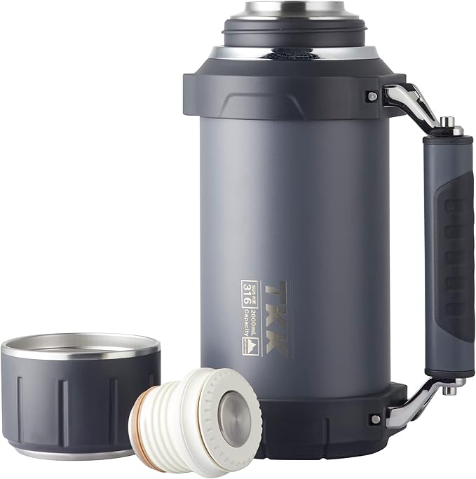 Large Coffee Thermoses for Hot Drinks Stainless Steel Thermoses 2QT 64oz Vacuum Insulated Bottle With Cup Handle Keeps Liquids Hot And Cold For Up To 24 For Outdoor Gathering Camping