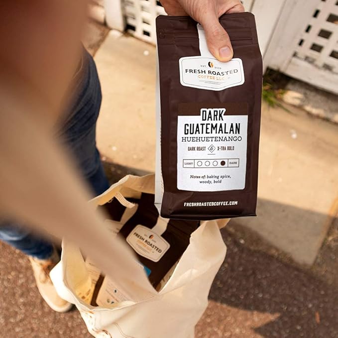 Fresh Roasted Coffee, Dark Guatemala Huehuetenango | 5 lb (80 oz) | Single Origin | Dark Roast | Kosher | Whole Bean
