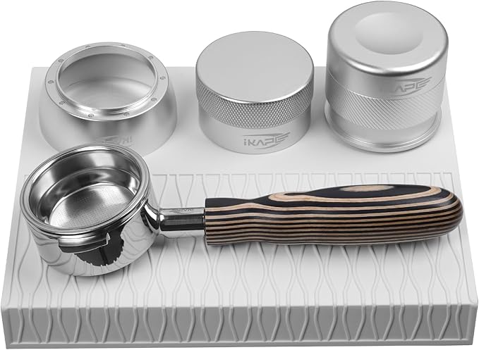 IKAPE Espresso Tamping Mat, Food Grade Silicone Coffee Tamper Mat, Portafilter Tamp Mat Espresso Accessory For Baristas, Waterproof Heat Resistant Tamping Pad Mat for Counter(White)