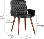 Load image into Gallery viewer, LUNLING Mid Century Modern Faux Leather Dining Chairs Set of 2, Black, Upholstered Seat, Metal Legs, Adjustable Foot for Kitchen Dining Room Desk Chairs