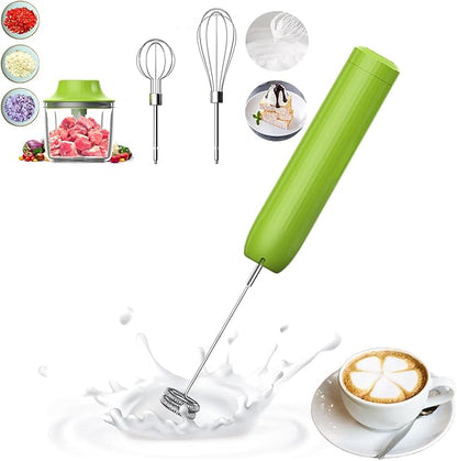 4-in-1 Cordless Hand Mixer with Whisk and Forther Wand,Electric Whisk, Milk Frother, Handheld Frother, hisker, Stirrers Electric,Coffee Frother,Food Chopper, Baby Food Maker,4-Speed, 10Oz