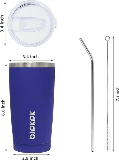 BJPKPK 20 oz Stainless Steel Insulated Tumbler Cups With Lid And Straw Coffee Tumblers,Blue