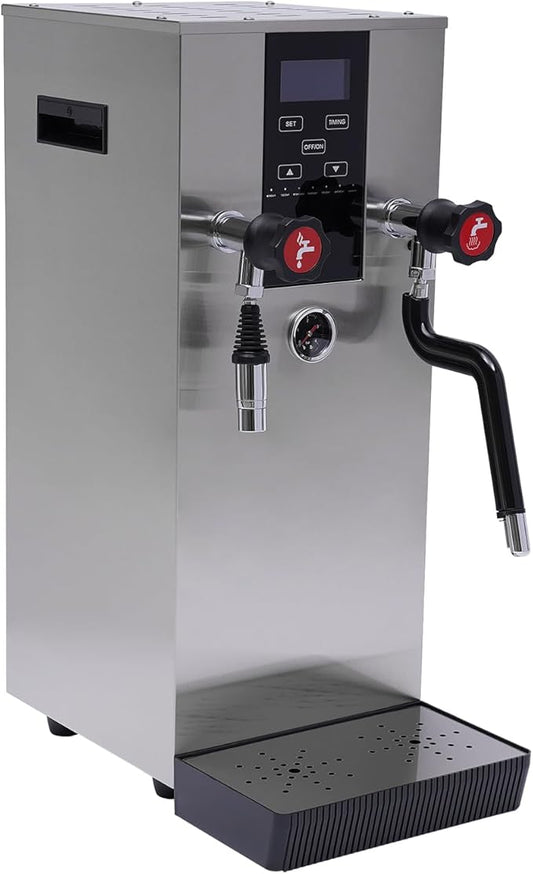 12L Commercial Milk Foam Machine, Fast Heating Steam Boiling Water Frothing Machine with Timer, Hot Water Machine for Cafes, Milk Tea Shops
