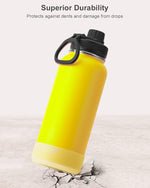 Load image into Gallery viewer, koodee Insulated Water Bottle, 32 oz Stainless Steel Double Wall Vacuum Wide Mouth Sport Bottle with Leakproof Spout Lid (Yellow)