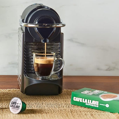 Cafe La Llave Espresso Pods: 80 Recyclable Aluminum Pods, Intensity 11 Dark Roast Latin-Style Coffee, Compatible with Nespresso Original Line Machines - Bold, Rich Flavor