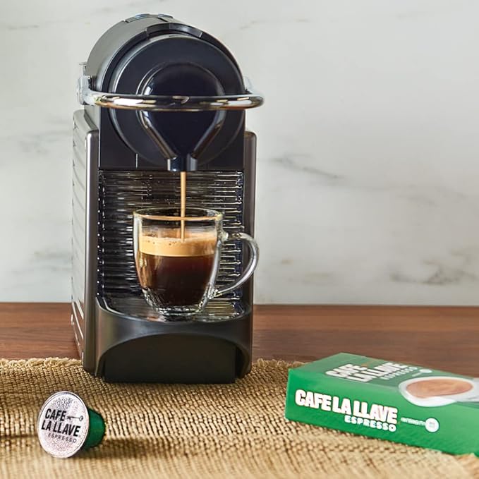 Cafe La Llave Espresso Pods: 40 Recyclable Aluminum Pods, Intensity 11 Dark Roast Latin-Style Coffee, Compatible with Nespresso Original Line Machines - Bold, Rich Flavor
