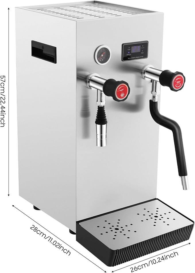 Commercial Milk Steamer, 2500W 110V Commercial Milk Frother, 8L/ 2.1Gal Coffee Milk Foam Machine Steamer with LED Display, Coffee Foam Maker for Bars, Milk Tea Shops