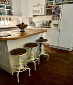 Load image into Gallery viewer, Topower Aged Antique Vintage Industrial Barstool Solid Wood Water Pipe Fire Hydrant Design Cafe Coffee Industrial Bar Stool Set of 2 Antique White