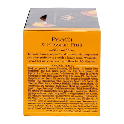 Ahmad Tea Black Tea, Peach And Passion Fruit Teabags, 20 ct (Pack Of 6) - Caffeinated And Sugar-Free