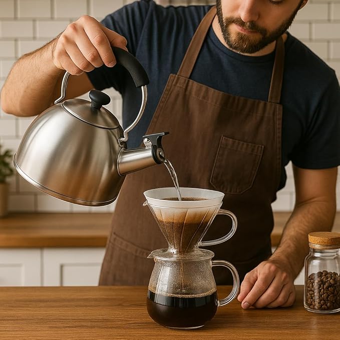 Creative Home 2.6 Qt Heavy-Duty Stainless Steel Whistling Tea Kettle, Durable Heat‑Efficient Water Boiler with Steam Whistle and Heat-Resistant Handle, Induction‑Safe Kitchen Pot and Stylish Gift