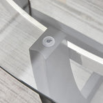 Load image into Gallery viewer, Oval Glass Coffee Table, 43.3" Solid Wood Tea Table with Tempered Glass Tabletop, Modern Glass Sofa Center Table Cocktail Table with Black Cross Base for Living Room Home Office,KFZ1331