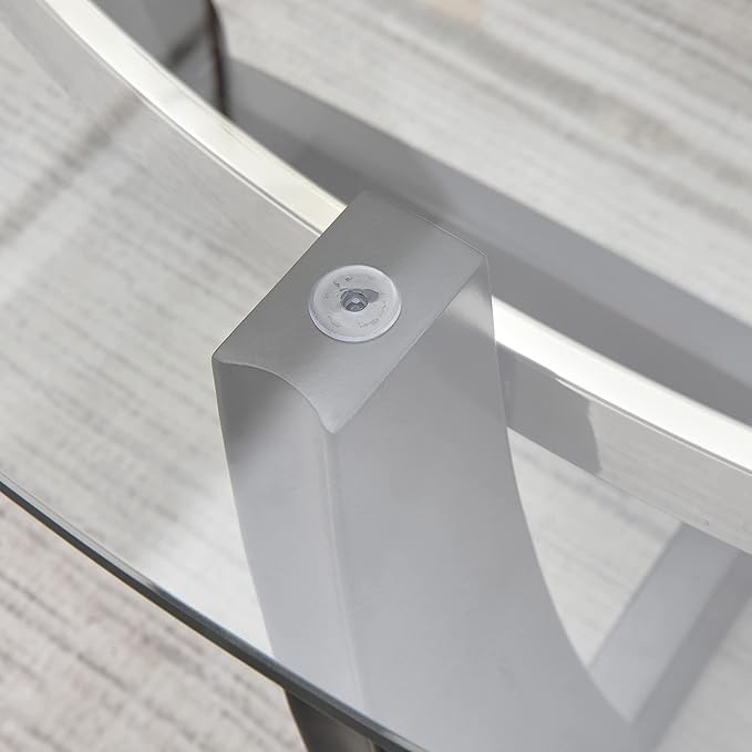 Oval Glass Coffee Table, 43.3" Solid Wood Tea Table with Tempered Glass Tabletop, Modern Glass Sofa Center Table Cocktail Table with Black Cross Base for Living Room Home Office,KFZ1331