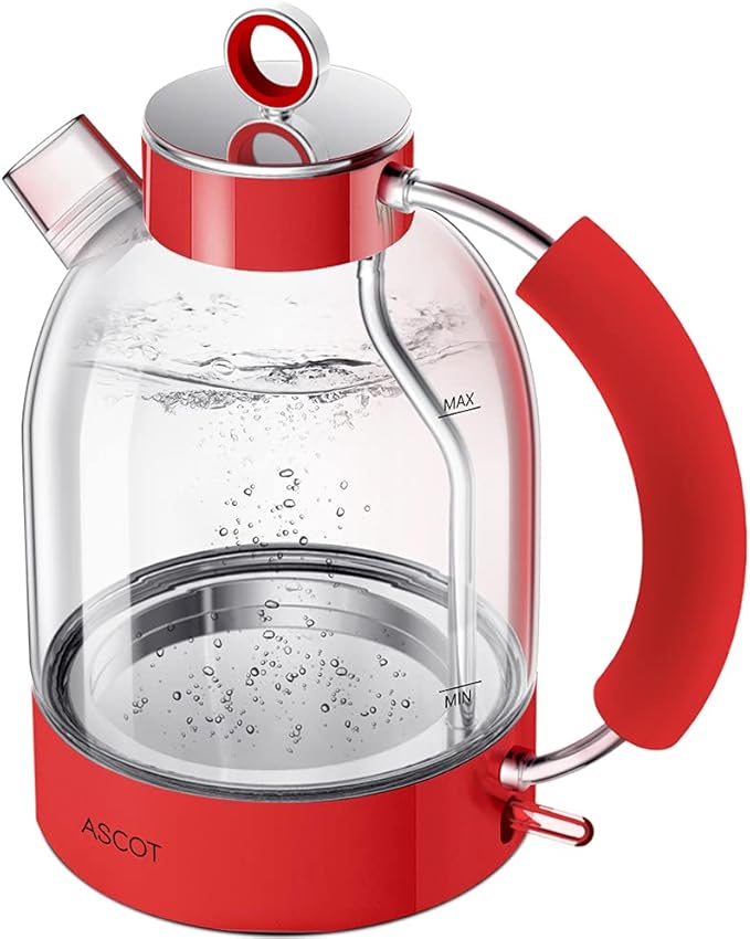 Electric Kettle ASCOT, Tea Kettle Hot Water Kettle Stainless Steel Kettle 1.6L 1500W Retro Tea Heater & Boiling Water, Auto Shut-Off and Boil-Dry Protection