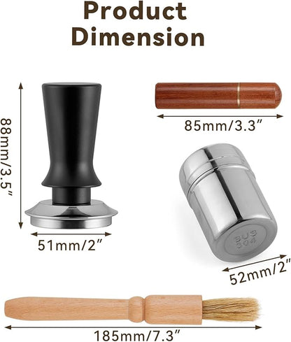 21pcs Espresso Tamper Set, Barista Tools Kit for Coffee Machine, Spring-Loaded 304 Stainless Steel Base 30lbs Coffee Calibrated Tamper kits for Enjoying cafes Home Office hotels(51mm)