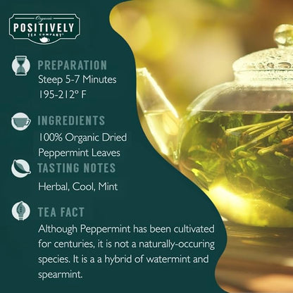 Organic Positively Tea Company, Peppermint Leaf, Herbal Tea, Loose Leaf, 16 Ounce
