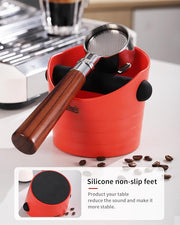 Bincoo Mini Coffee Knock Box 4.5 Inch - Espresso Accessories for Coffee Grounds Container - Multifunctional, Suitable for Home & Bar.(Red)