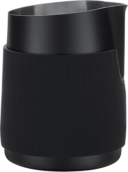 Normcore Handleless Milk Pitcher - Espresso Steaming Pitcher with Round Spout - 18/8 Stainless Steel Milk Frothing Jug, Black Non-Stick - Coffee Latte Frothing Pitcher - 20.3 oz (600 ml)