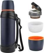 Load image into Gallery viewer, Large Thermosflask- 85oz Stainless Steel Insulated Bottle for Travel with BPA Free Cup - 2.5L Oversized Vacuum Insulated Thermoses with Handle and Strap for Hot &amp; Cold Drinks(Blue)