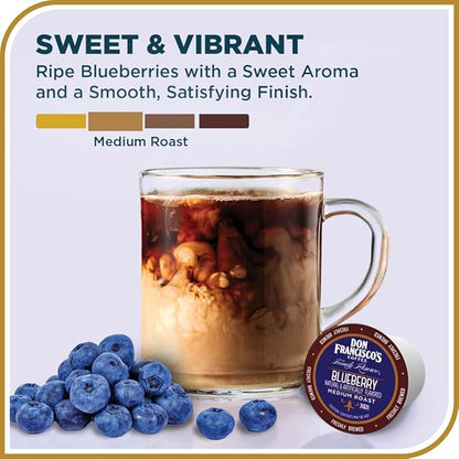 Don Francisco's Blueberry Flavored Coffee - 72 K-Cup Compatible Single-Serve Pods - 100% Arabica - Recyclable through TerraCycle - Smooth, Sweet Berry Flavor - Compatible with Keurig Brewers