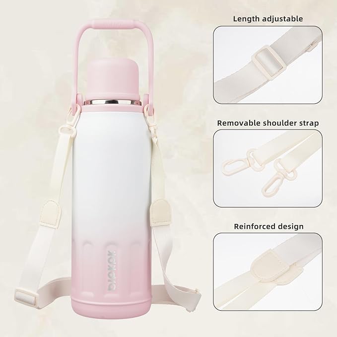 BJPKPK Insulated 50oz Thermal Water Bottle with Lid and Carry Handle Dishwasher Safe Stainless Steel Water Bottles for Outdoor,Pink Pearl
