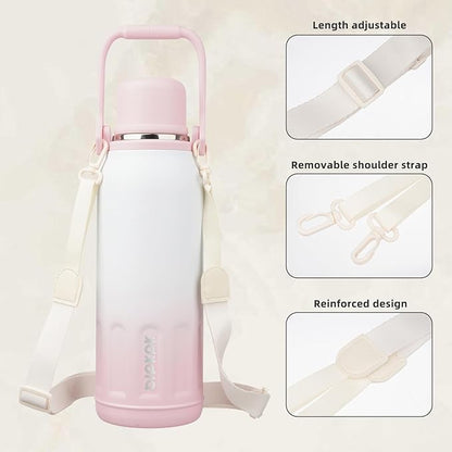 BJPKPK Insulated 50oz Thermal Water Bottle with Lid and Carry Handle Dishwasher Safe Stainless Steel Water Bottles for Outdoor,Pink Pearl