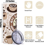 Funny Raccoon 20oz Stainless Steel Tumbler, Coffee Lovers Gifts, Straight Skinny Coffee Mug, Insulated Tumblers Cups Raccoon Gifts for Women Girls, Travel Water Bottle for Office Birthday Christmas