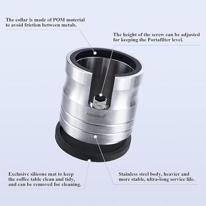 Portafilter Holder Crafted from Solid 304 Stainless Steel | Espresso Tamping Station with Stable and Efficient Puck Preparation | Non-Slip Base | Ideal for 54mm Espresso Machines Portafilter