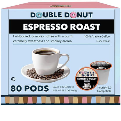Espresso Coffee Pods (80 Pack) Dark Espresso Roast Coffee, Single-Serve Pods for Keurig K Cup Brewer Machines