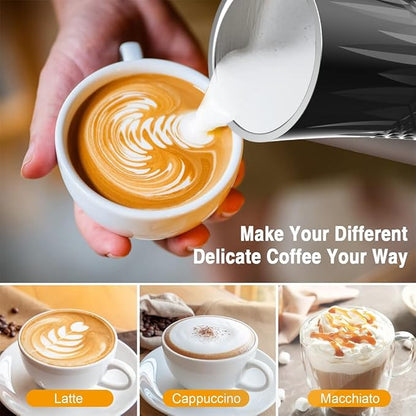 Milk Frother Electric,Flevo 4 in 1 Electric Milk Frother and Steamer,240ml Electric Milk Steamer Warmer with Two Whisks for Heating and Frothing Milk,for Coffee, Latte,Cappuccinos,Macchiato