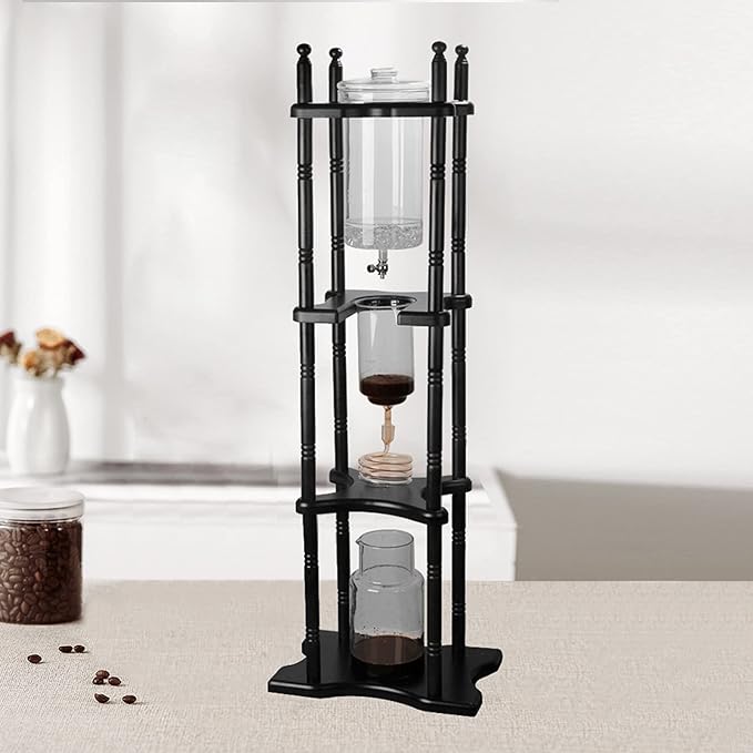 DNYSYSJ Cold Brew Maker, 8 Cups Cold Brew Coffee Maker Cold Brew Dripper Iced Coffee Brewer Maker with Adjustable Rate Valve Wooden Stand for Home and Office Commercial Use