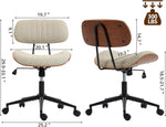 Load image into Gallery viewer, Home Office Chair with Wheels, Adjustable Height Desk Chair Leather Swivel Computer Chair, Armless Modern Walnut Chair for Office, Meeting Room, White