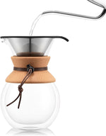 Load image into Gallery viewer, Bodum 34oz Pour Over Coffee Maker, High-Heat Borosilicate Glass with Reusable Stainless Steel Filter and Double Wall Cork Grip - Made in Portugal