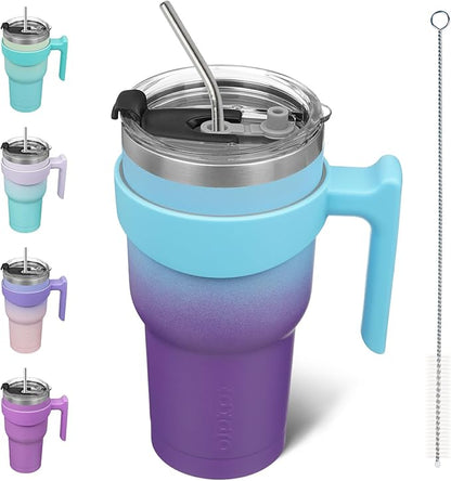 BJPKPK 30 oz Tumbler With Handle Insulated Tumbler With Lid And Straw Stainless Steel Travel Mug Coffee Cups,Ocean Dream