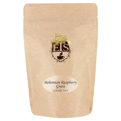Bohemian Raspberry Tea Pouches - 4oz | Loose Leaf Green Tea Pouch | Sencha Style with Natural Raspberry Flavor | Fragrant Soothing Blend |Refreshing Herbal Infusion