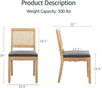 Load image into Gallery viewer, French Country Dining Chairs Set of 8, Grey Modern Kitchen &amp; Dining Room Chairs, Rattan Dining Chair with Linen Upholstered Cushion, Low Cane Back, Wood Legs, Sillas de Comedor (Gray, 8 Pcs)