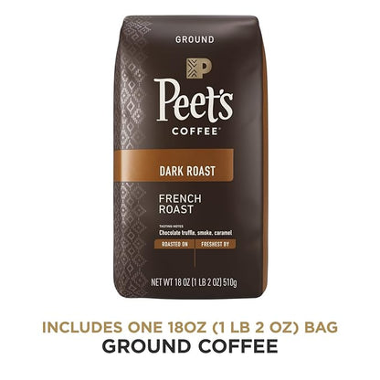 Peet's Coffee, Dark Roast Ground Coffee - French Roast 36 Ounces (2 Bags of 18 Ounces)