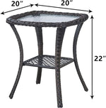 Load image into Gallery viewer, HUMMUH Patio Wicker Side Table Outdoor, Rattan End Table Glass Top Coffee Table with Storage Grey