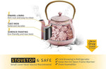 Load image into Gallery viewer, Cast Iron Teapot, TOPTIER Japanese Cast Iron Tea Pot with Infuser for Loose Leaf and Tea Bags, Stovetop Safe Cast Iron Tea Kettle Coated with Enameled Interior for 40 oz (1200 ml), Blush Pink