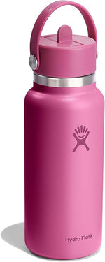 Load image into Gallery viewer, Hydro Flask Water Bottle - Insulated Stainless Steel - Wide Mouth Flex Straw Lid, Non Spill, Leakproof and Refillable in 32 Oz Reef Pink
