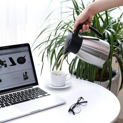 GiNT 34Oz Thermal Coffee Carafe, Insulated Stainless Steel Coffee Carafes for Keeping Hot/Double Walled Vacuum Coffee Carafe (Silver, 1L)