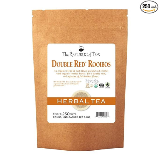 The Republic of Tea – Organic Double Red Rooibos, Naturally Caffeine-Free Rooibos Powder and Leaves, Steeps 250 Cups