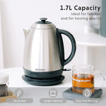Load image into Gallery viewer, BUYDEEM K640 Stainless Steel Electric Tea Kettle with Auto Shut-Off and Boil Dry Protection, 1.7 Liter Cordless Hot Water Boiler with Swivel Base, 1440W,Retro Silver