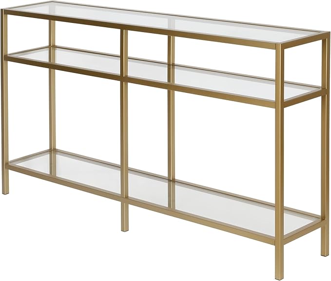 Henn&Hart Sivil Console Table, 55" Wide, Gold