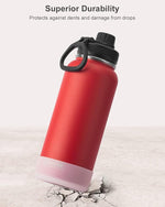 Load image into Gallery viewer, koodee Insulated Water Bottle, 32oz Stainless Steel Double Wall Vacuum Wide Mouth Sport Bottle with Leakproof Spout Lid (Canyon Red)