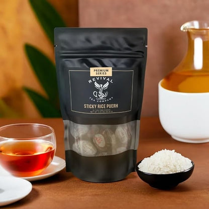 Revival Tea Company Sticky Rice Pu-erh Tea - Puer Tea Cakes Scented with Herb Nuo Mi Xiang - 15 Tuo Cha Cakes
